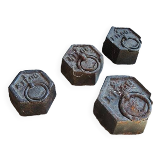 4 Old Cast Iron Weights For Scales