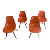 4 Charles & Ray Eames Herman Miller DSW orange chairs