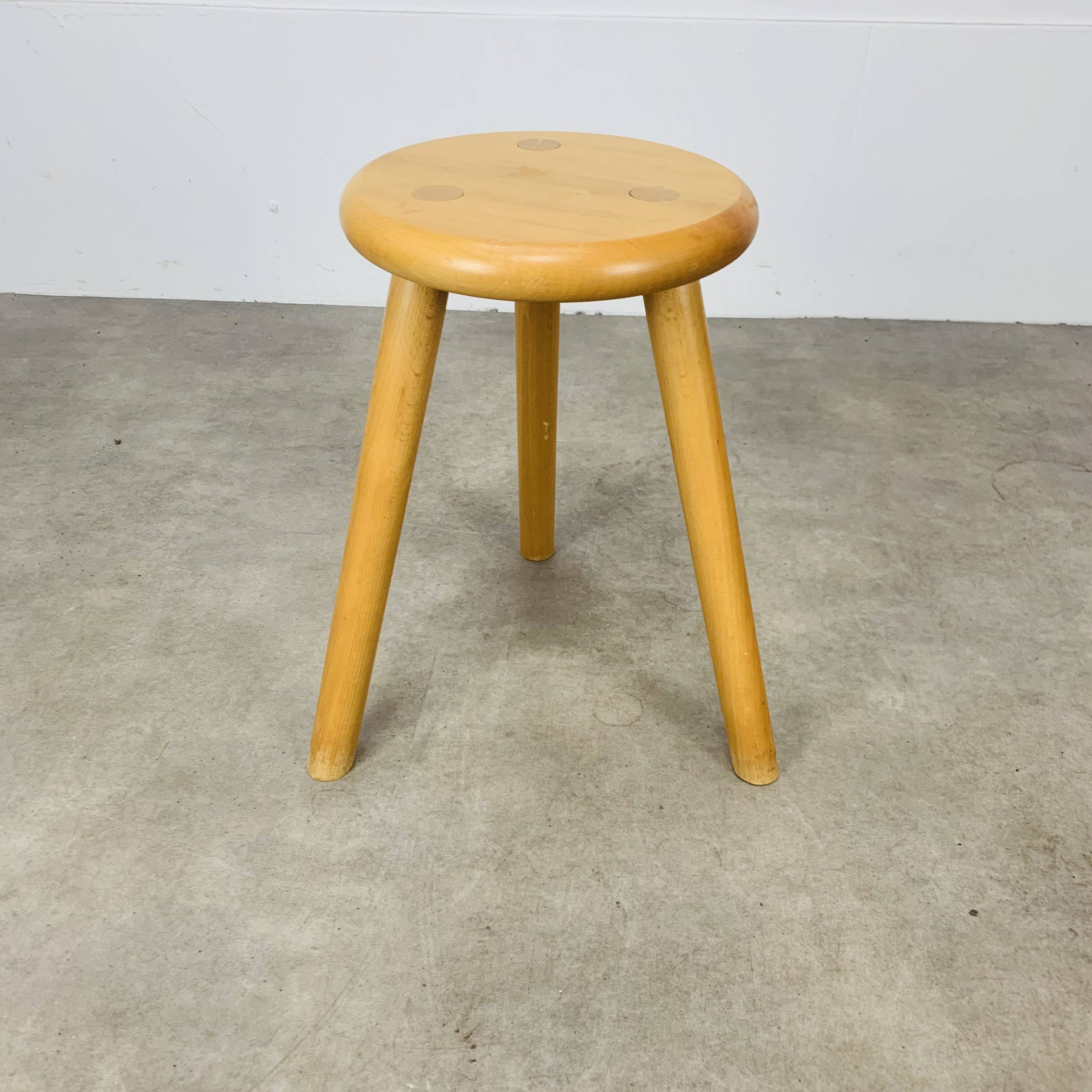 Brutalist solid wood tripod stool