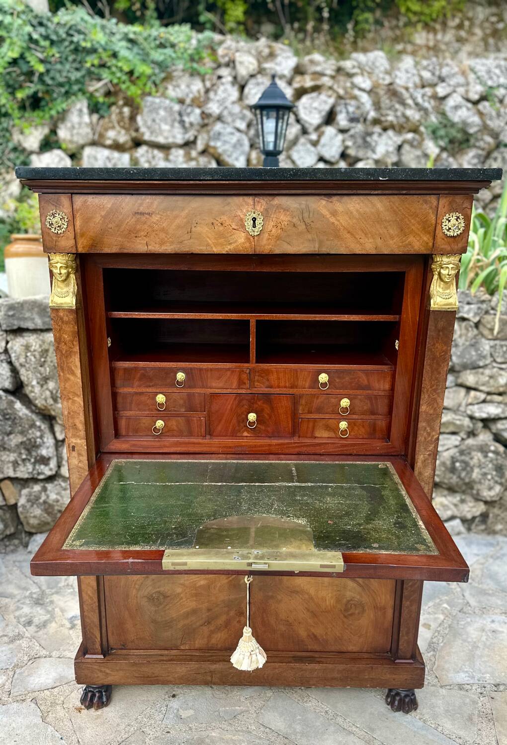 Empire period mahogany burl secretary from Egypt