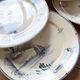 6 assiettes plates antiques Gien modèle Marines 1875