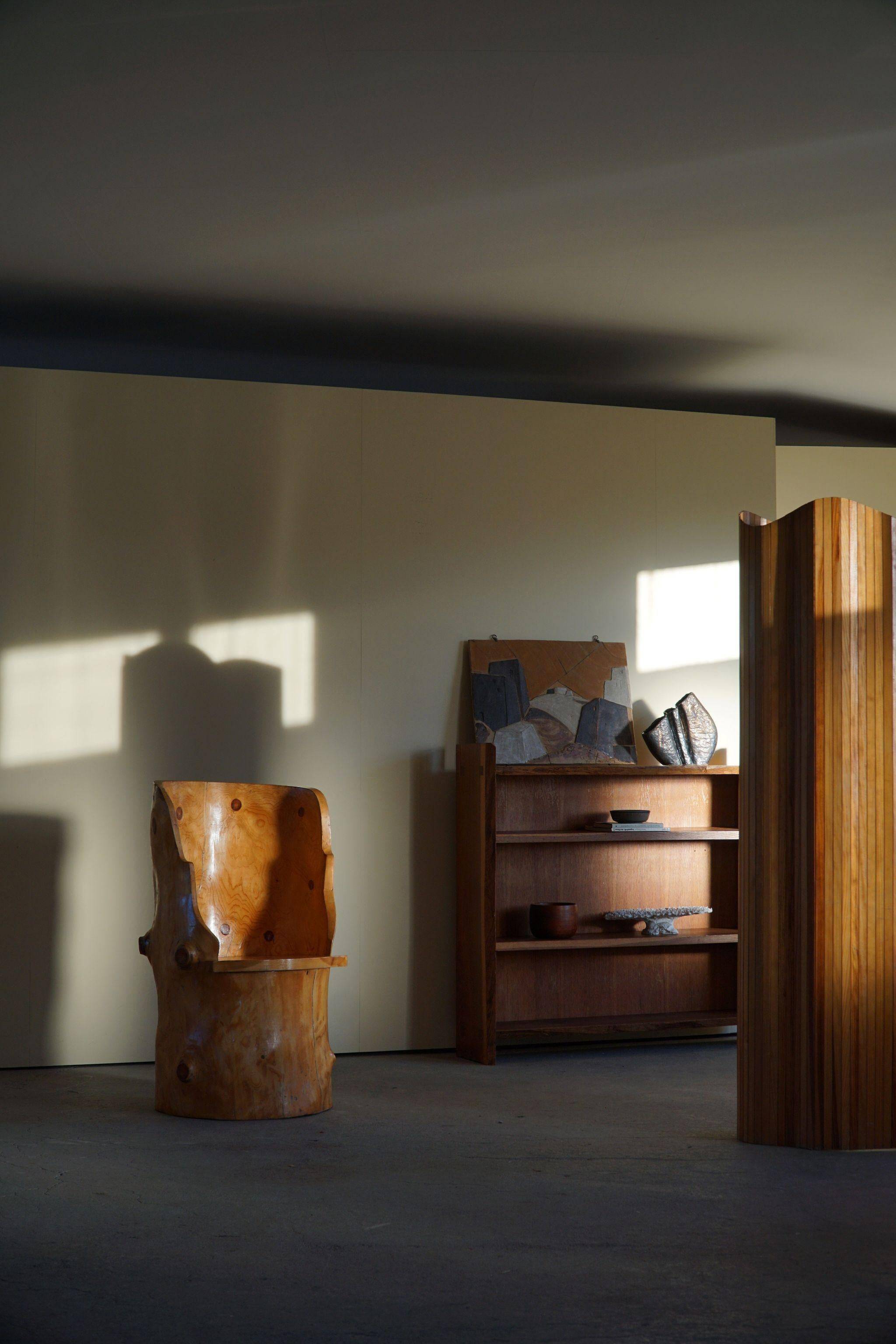 Sculptural Wabi Sabi Brutalist Chair in Solid Pine, Swedish, 1960s