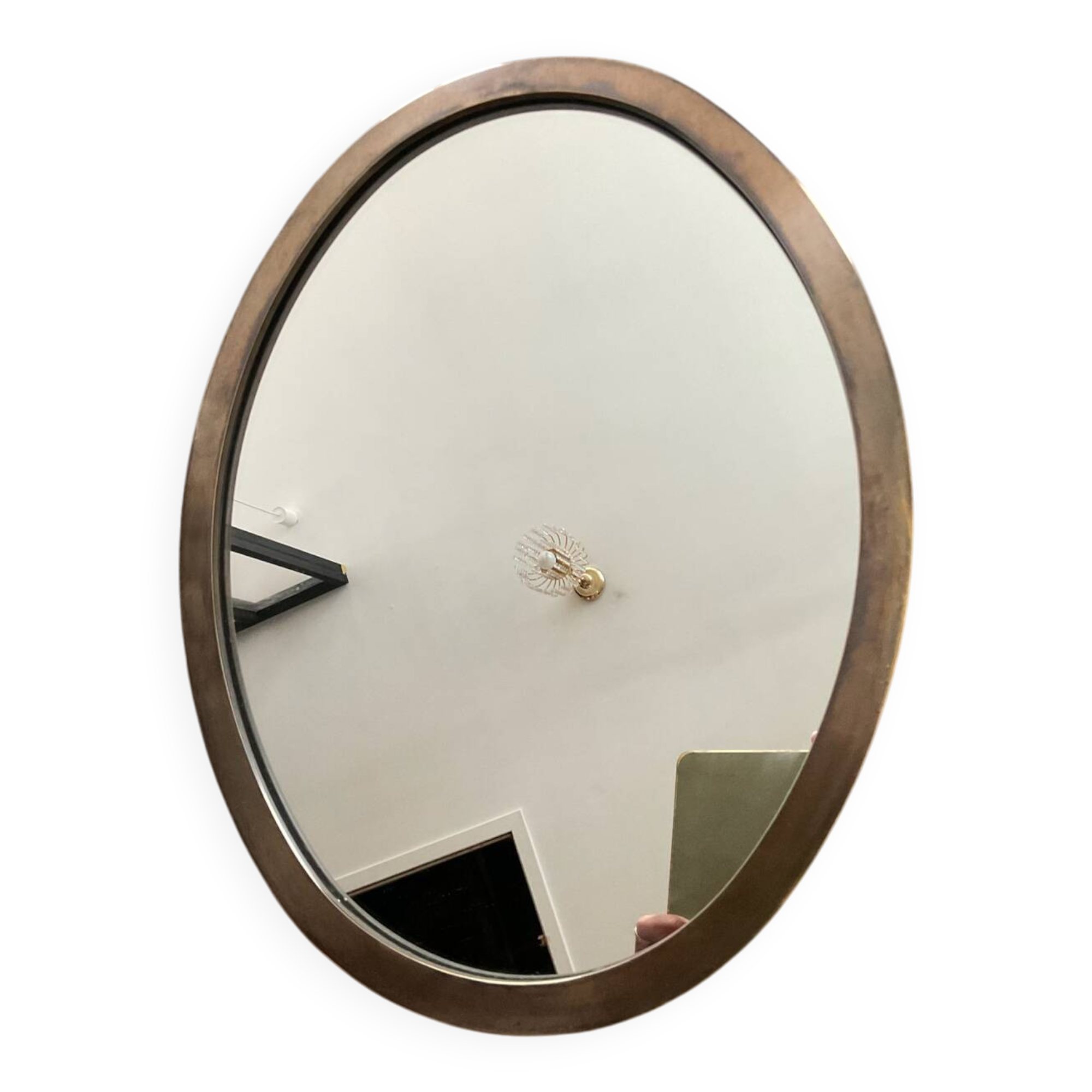 Vintage medallion mirror in solid bronze