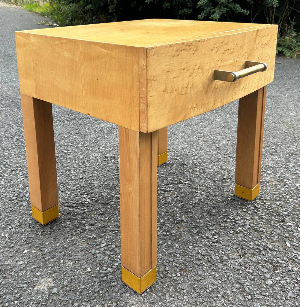 Bedside table, end table, blond wood, 80s