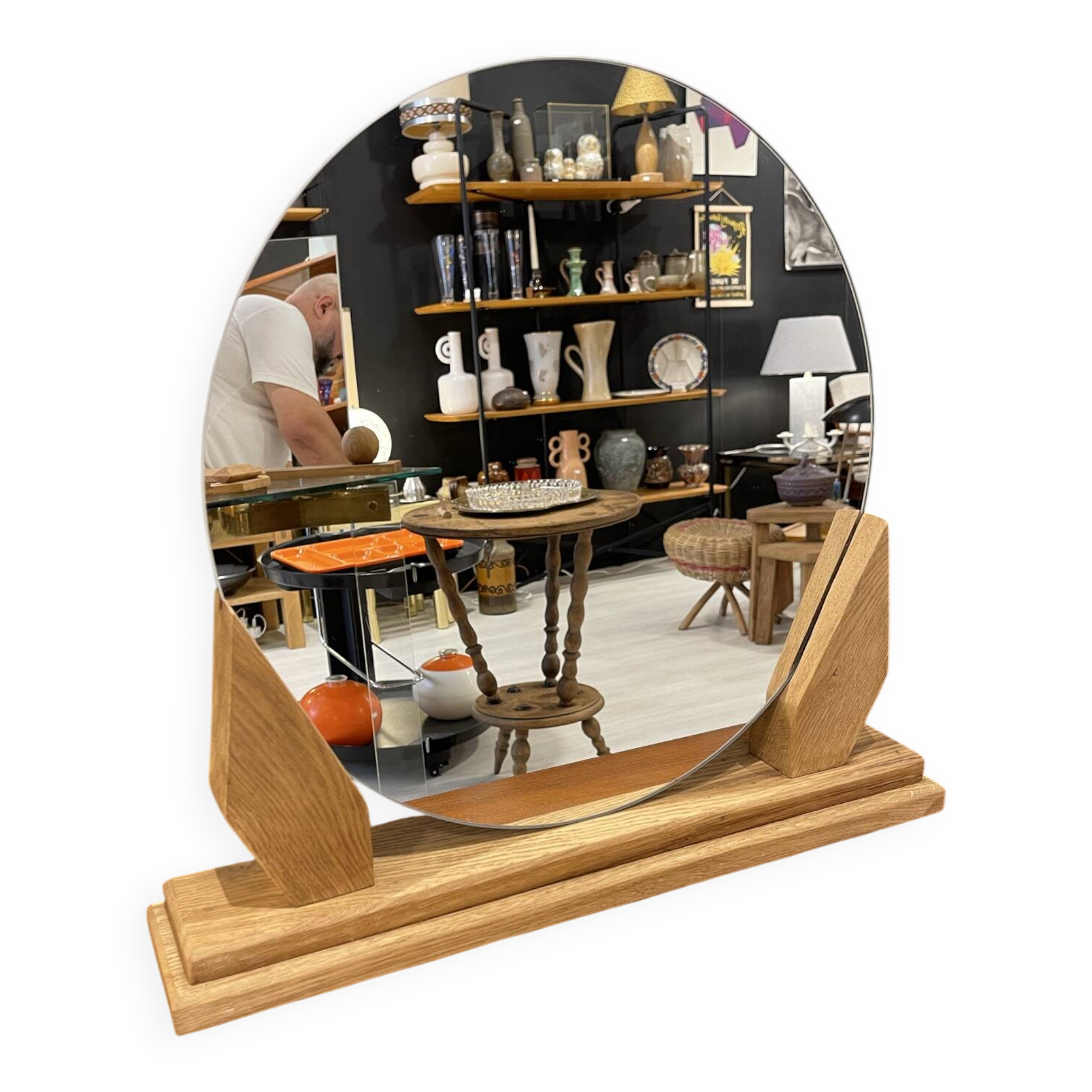 Oak tabletop mirror 1950