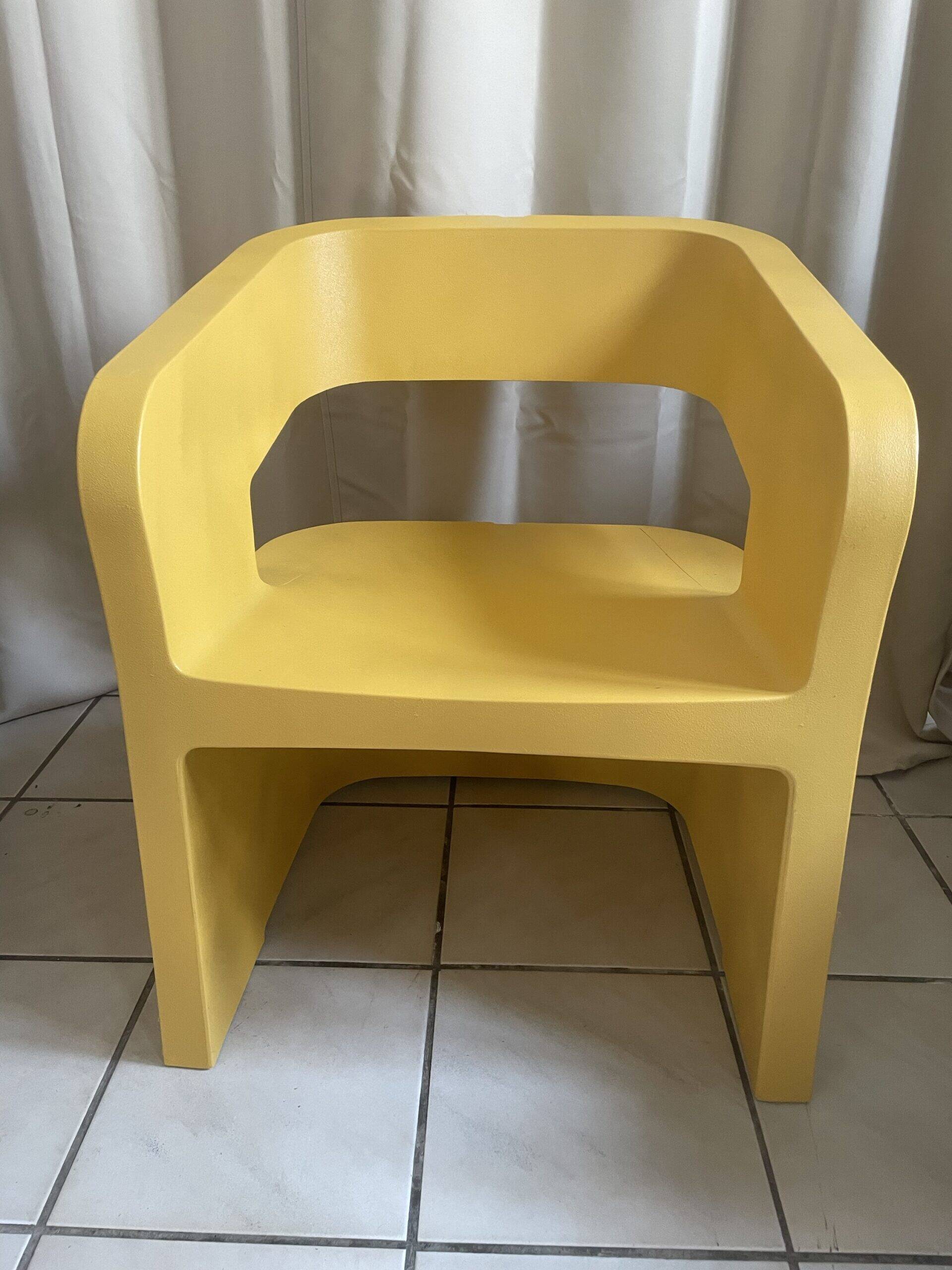 Orange-yellow designer armchair
