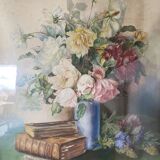 Bouquet of flowers signed Roussel