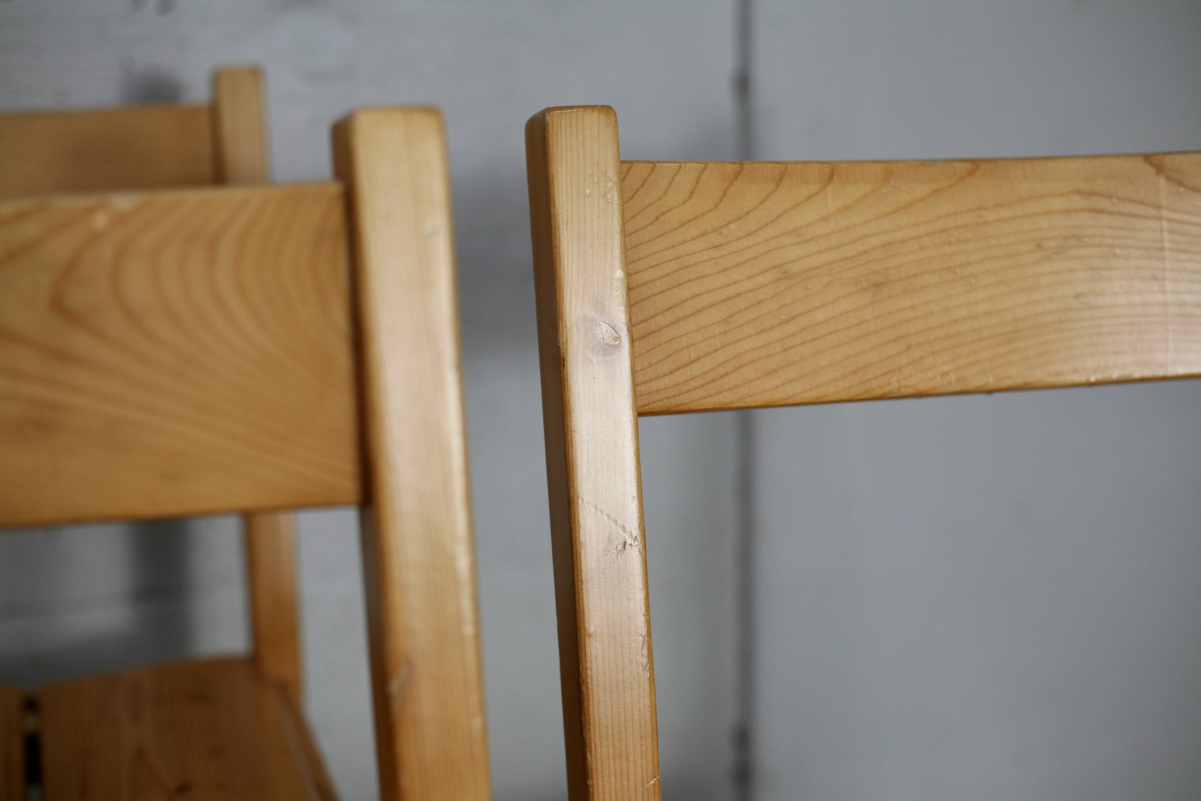 Charlotte Perriand (selection of) for Les Arcs, set of 4 chairs, France, circa 196