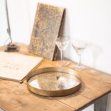 Patinated mirrored top and brass