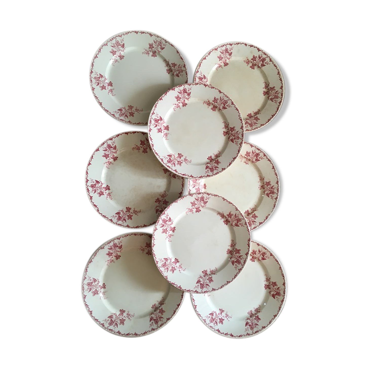 8 flat plates iron earth U&C Sarreguemines Digoin " Margot"