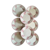 8 flat plates iron earth U&C Sarreguemines Digoin " Margot"