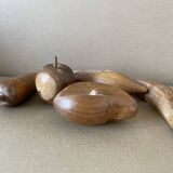 Lot of carved wooden fruits