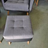 Mid-century modern ottomans in grey and black, 1950s, set of 2