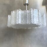 Glass chandelier by Doria Leuchten 1960s mid century lamp, vintage interior.