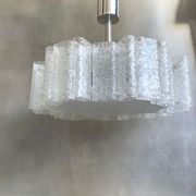Glass chandelier by Doria Leuchten 1960s mid century lamp, vintage interior.