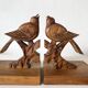 Pair of art deco wooden bookends birds