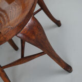 Pair of English Edwardian Oak Spindle Back Captains Office Desk Chairs