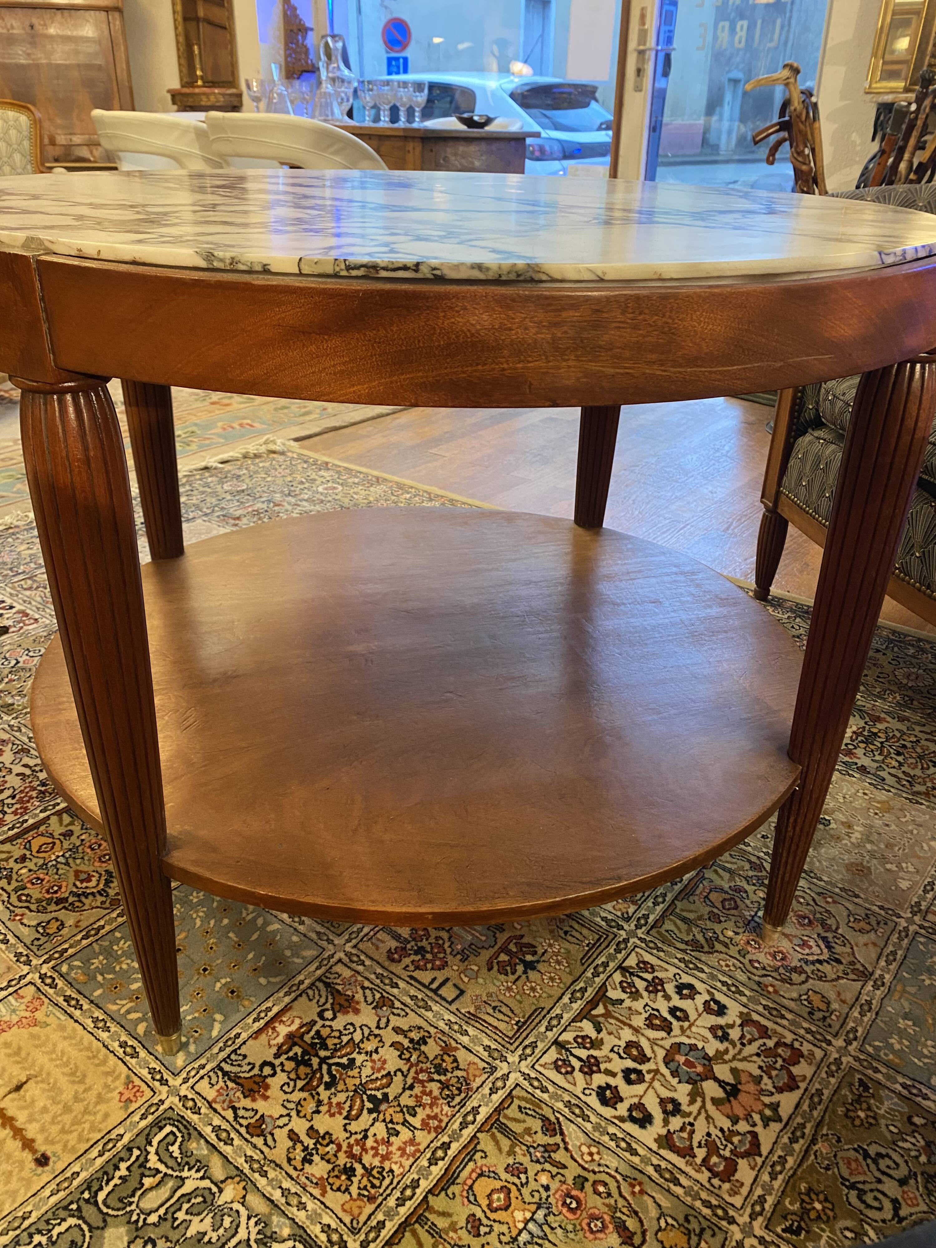Art deco pedestal table, marble top