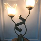 Lamp salerno 2 rods metal finish tulips in blown glass 52,5 cm