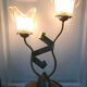 Lamp salerno 2 rods metal finish tulips in blown glass 52,5 cm