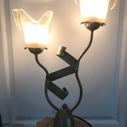 Lamp salerno 2 rods metal finish tulips in blown glass 52,5 cm