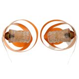 Abstract Orange Table Lamps Set of 2 Shaped Metal Sixties