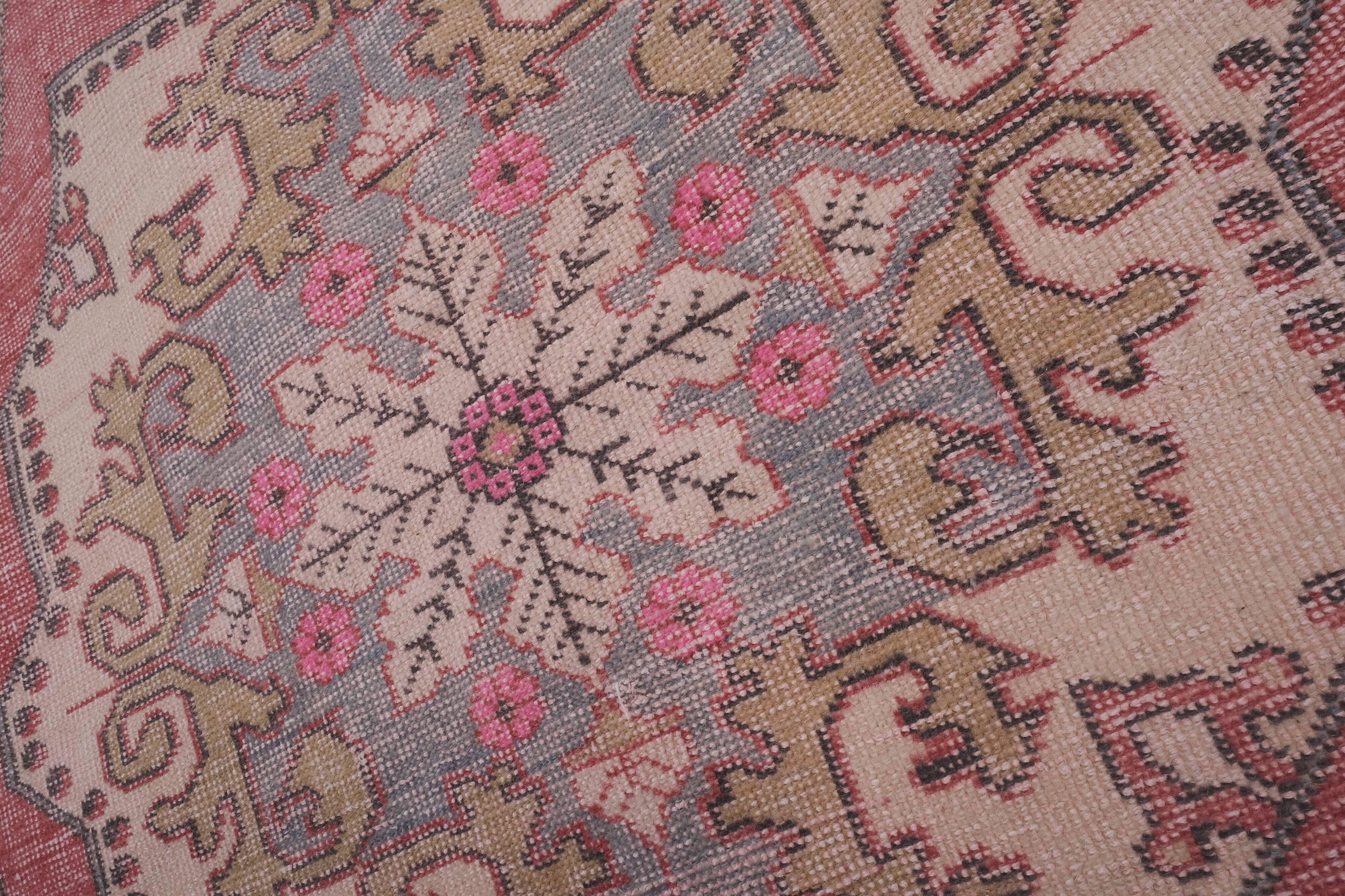 Vintage Turkish rug from Oushak, hand-woven 132x216 cm