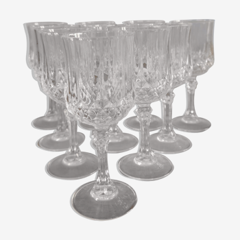 Set de 10 verres à vin en cristal d'arques