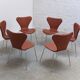 'Series 7' chairs in cognac leather by Arne Jacobsen for Fritz Hansen, 1955