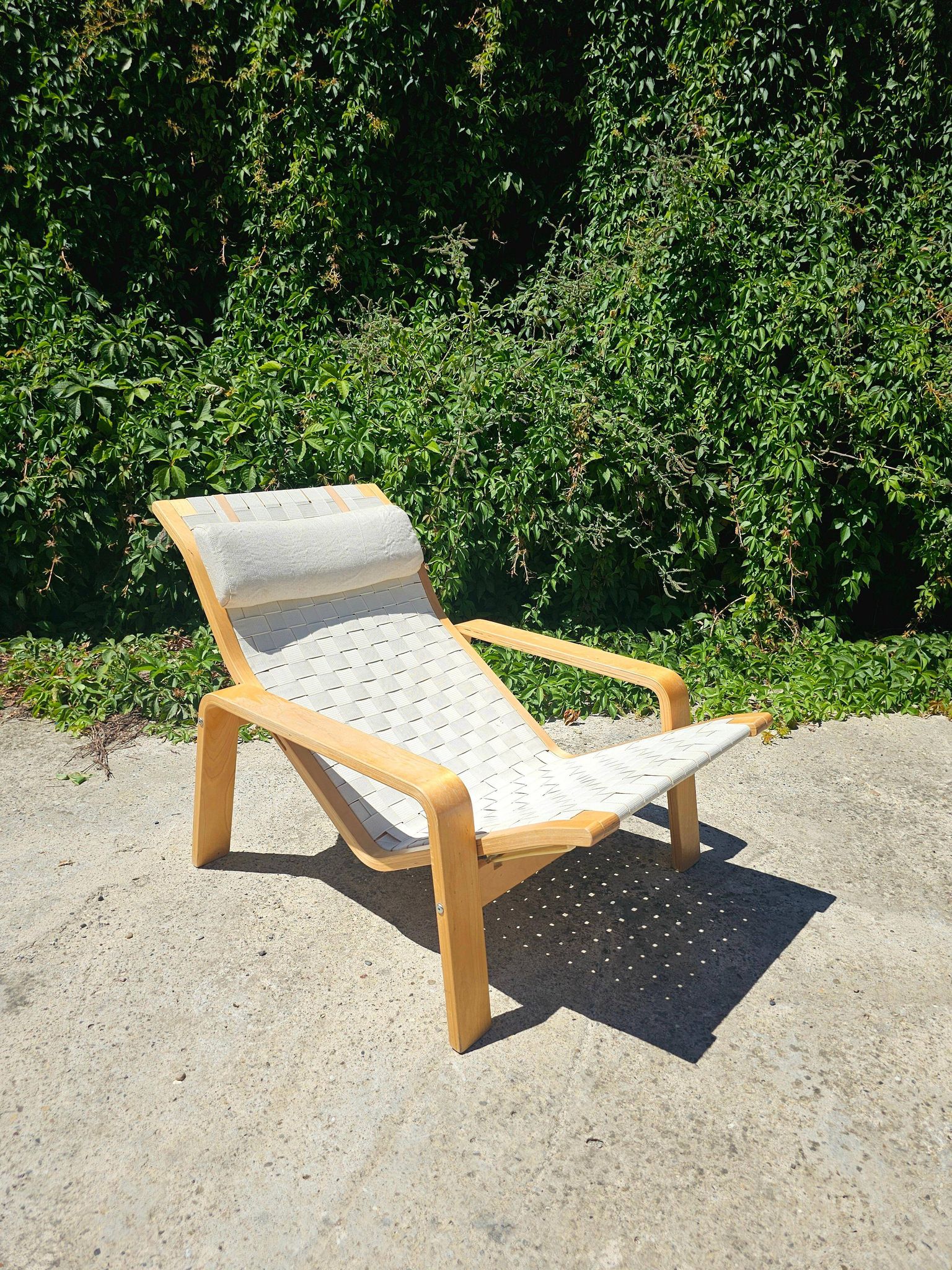 Pulkka lounge chair pair with ottoman by Ilmari Lappalainen for IKEA