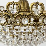 Brass and cut crystal basket chandelier, Empire style.