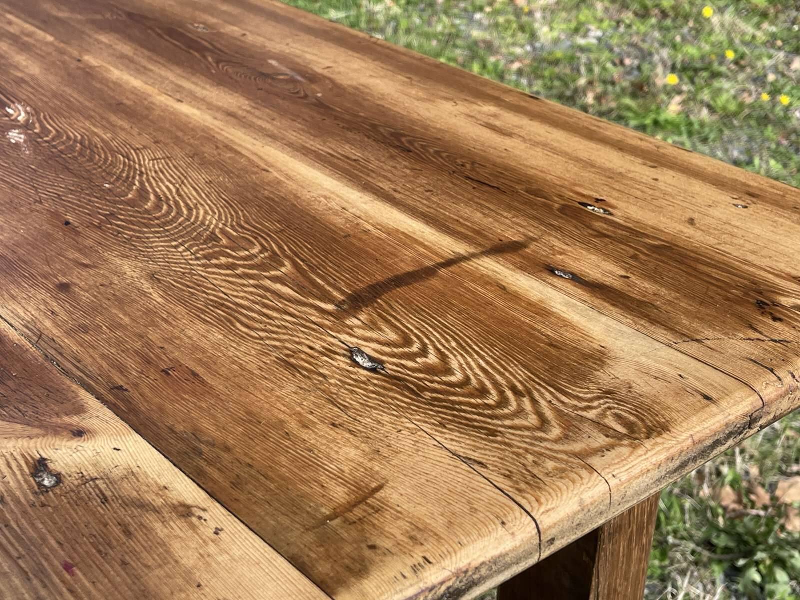 Early 20th century farmhouse table in fir and chestnut