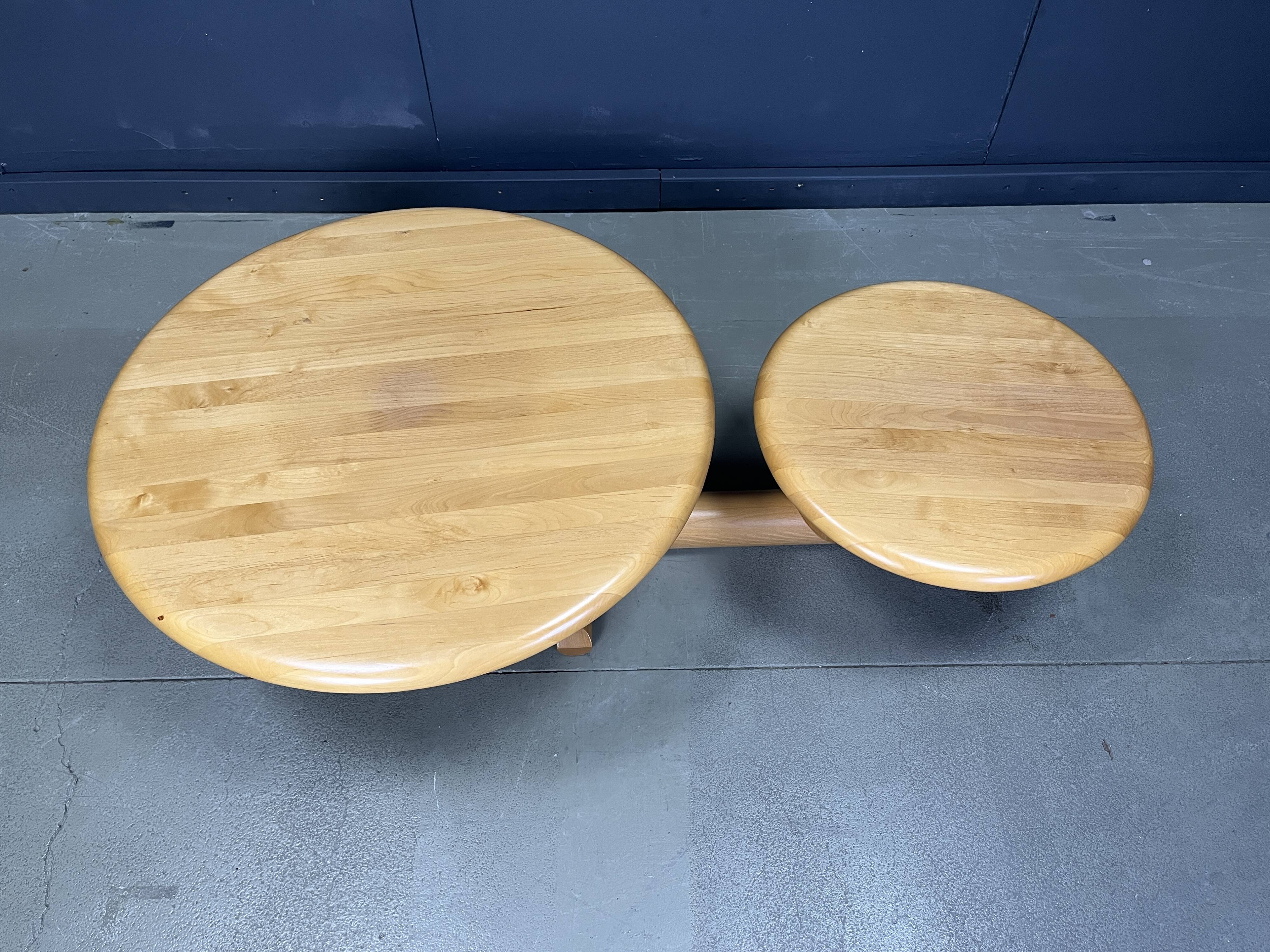 Two tier wooden pivoting top coffee table by roche Bobois, 1980s
