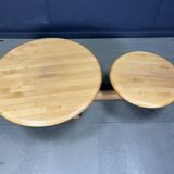 Table basse pivotante à deux niveaux en bois par Roche Bobois, années 1980