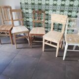 5 chaises en bois vintage