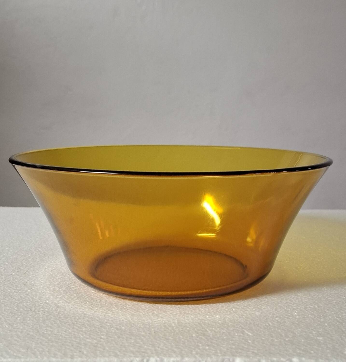 Vintage amber glass salad bowl.