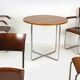 Table ronde et quatre chaises Bauhaus en acier tubulaire restaurées par M. Stam, années 1930