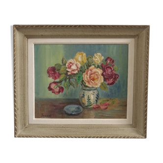 Tableau Le bouquet de roses,peinture à l'huile