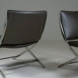 Pair of Flexform leather low chairs, Peter model, by Antonio Citterio