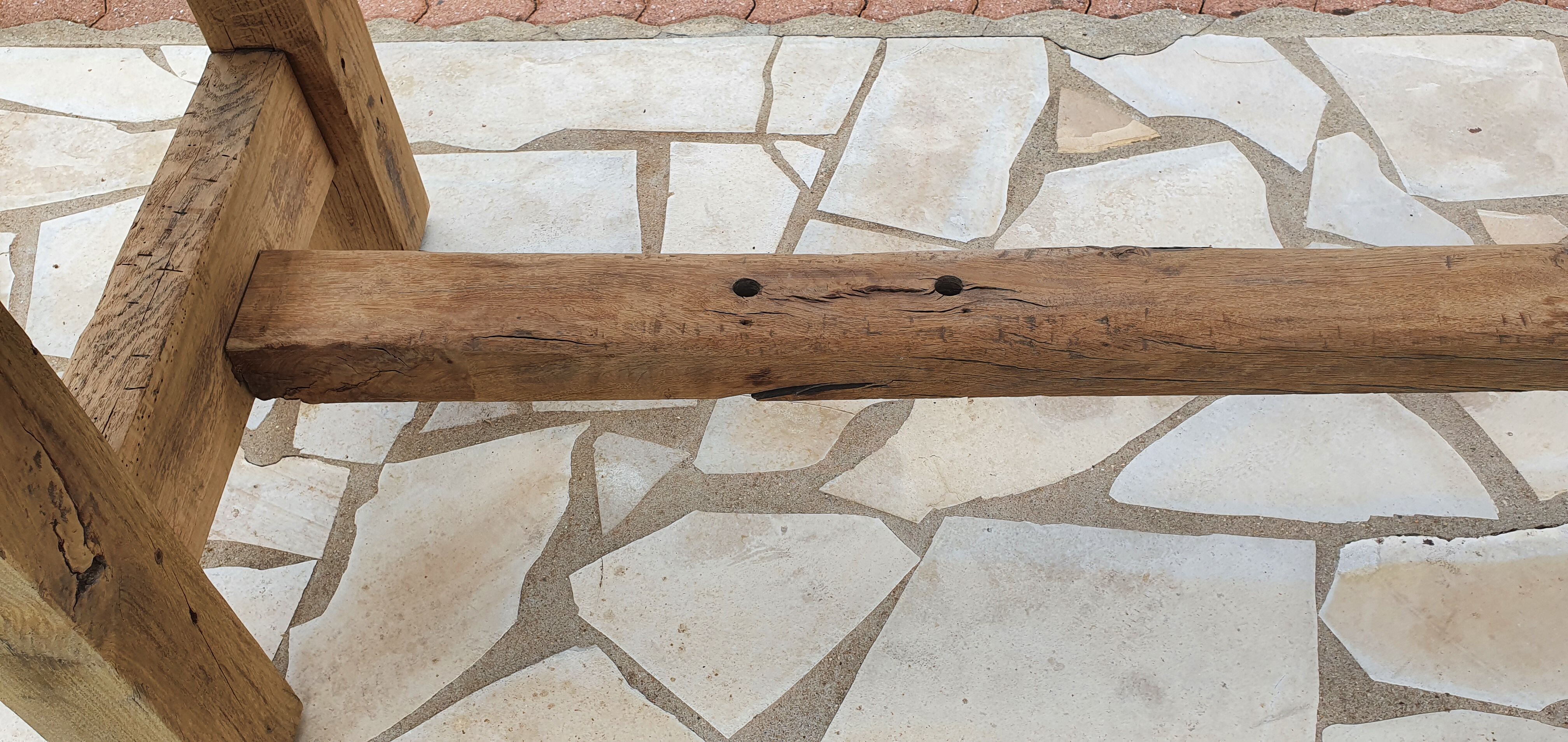 Loom table in solid oak 240 x 58 cm. 1920.