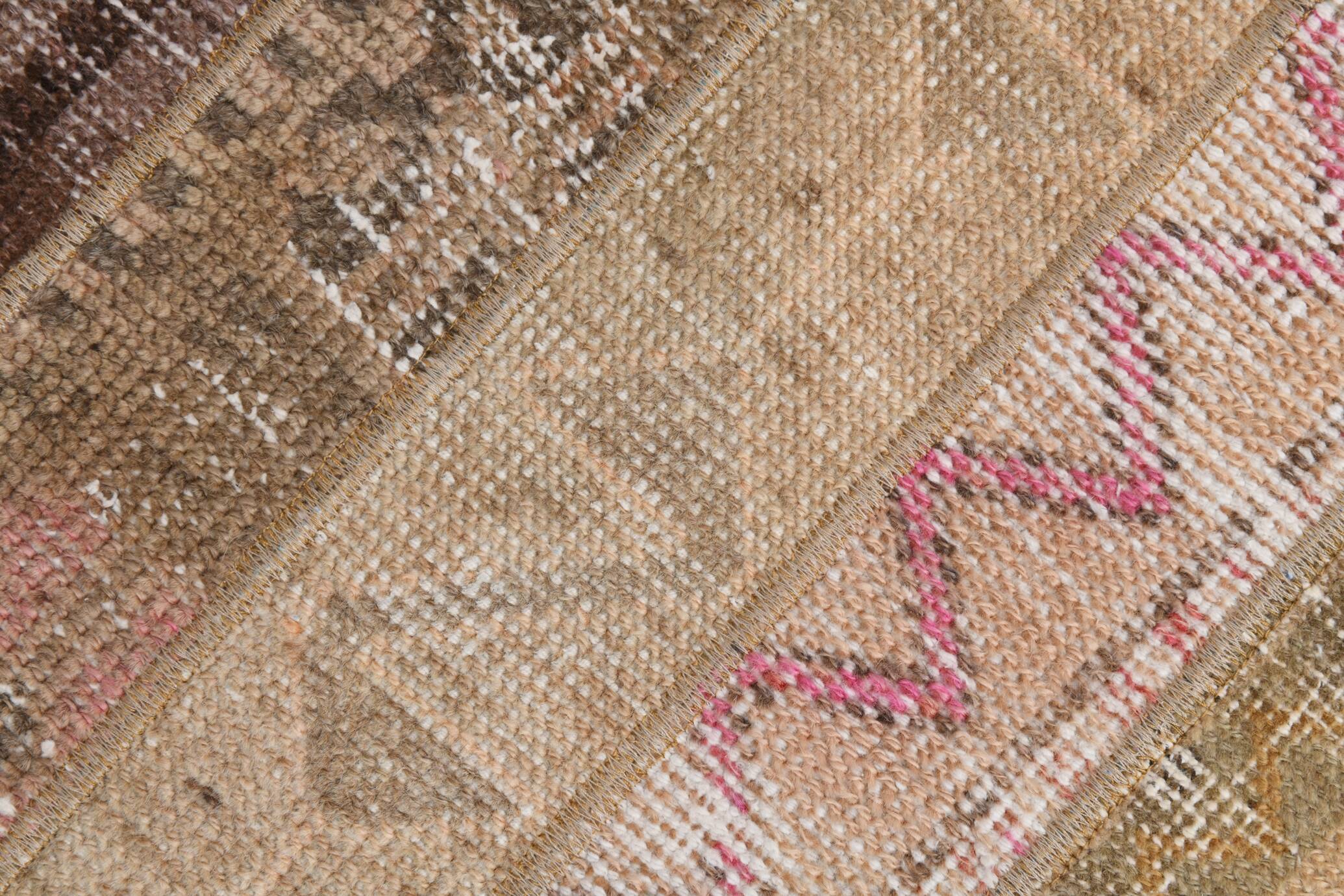 2x9 Brown Cream Persian Vintage Runner Rug, 65x265Cm