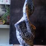 Louis Giraud's twisted double vase in Vallauris ceramic foam