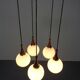 Danish Glass and Rosewood Cascade Ceiling Lamp, 1960s