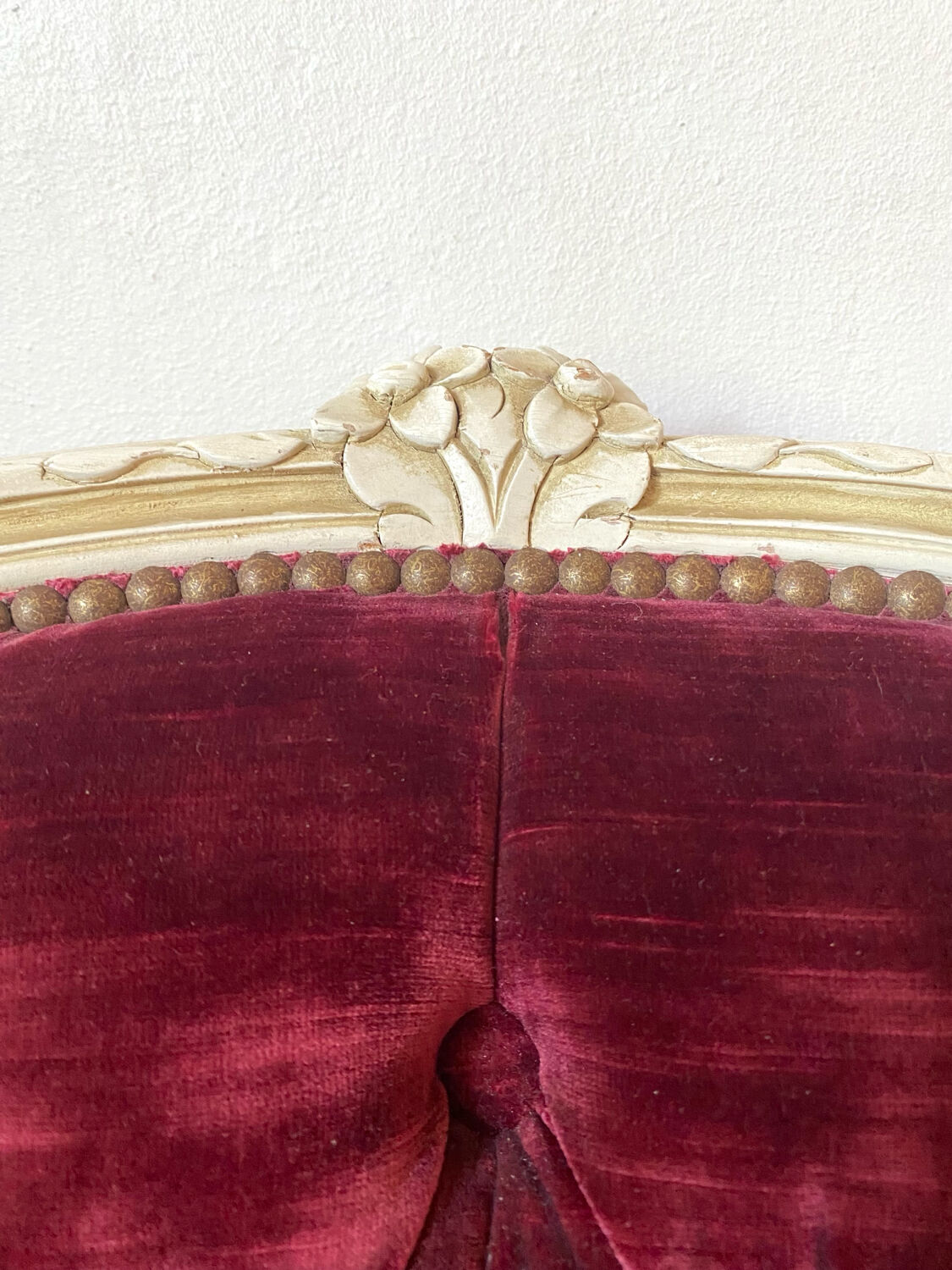 Pair of Louis XV style upholstered velvet armchairs
