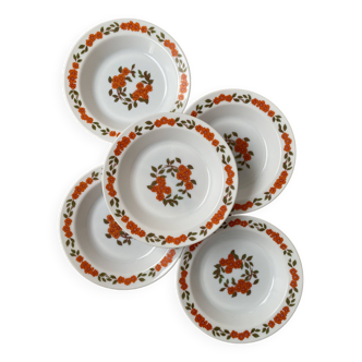 Set of 5 Arcopal soup plates