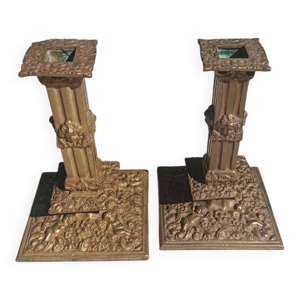 bougeoirs à la financière - bronze