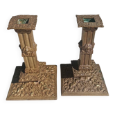 Financial-style candle holders in gilded bronze