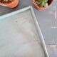 Presentation tray in old wood renovated blue with handles