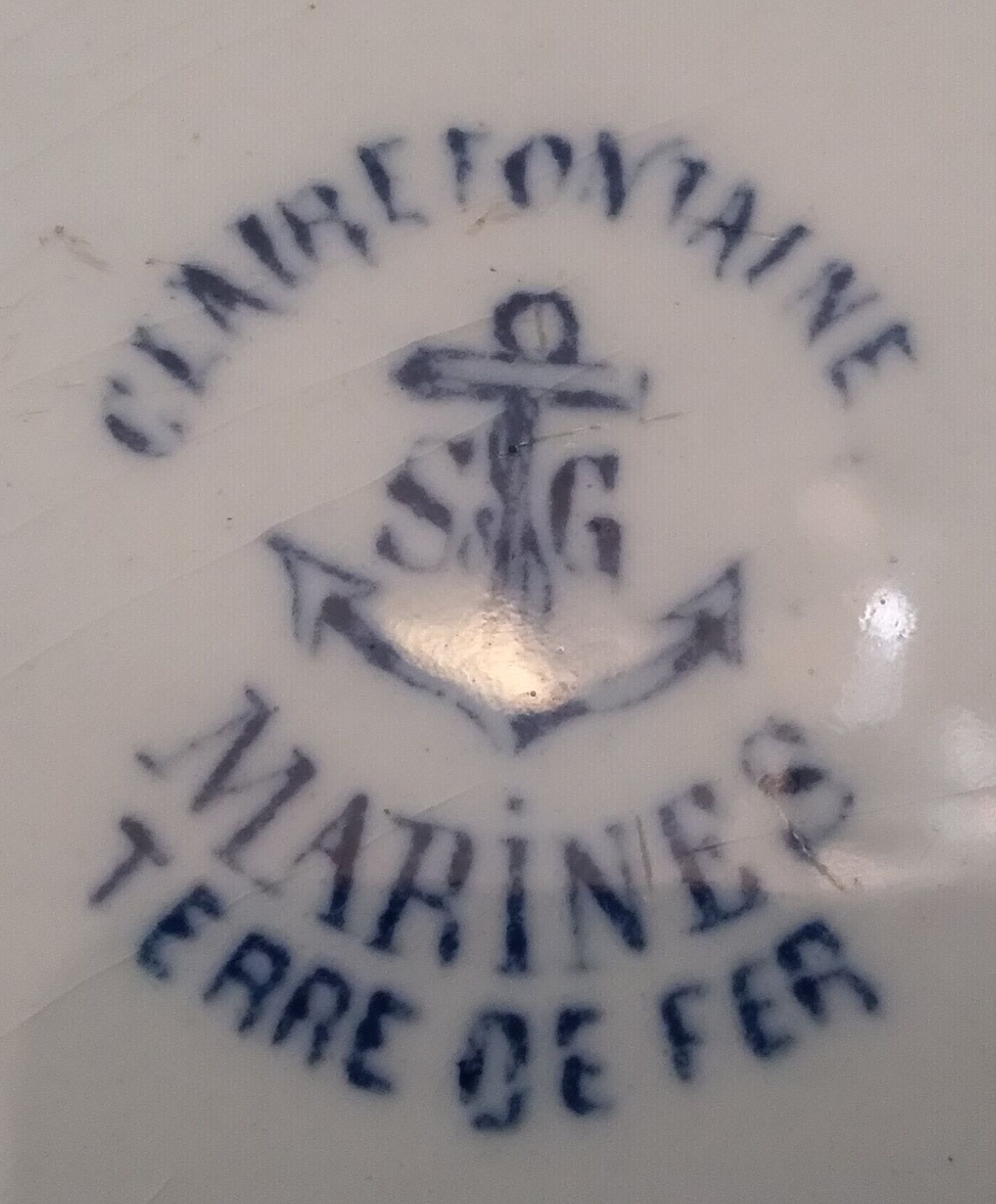 Faience dish of clairefontaine decor marine
