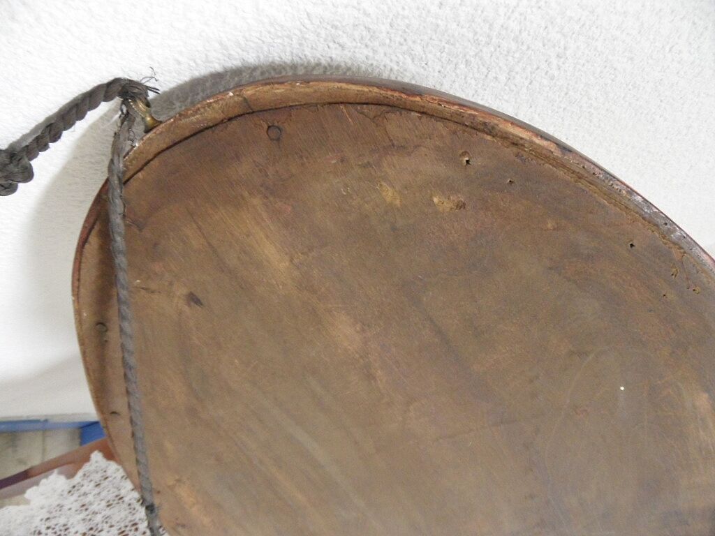 Miroir ovale bois époque moderniste art déco 1910 - 45x80cm
